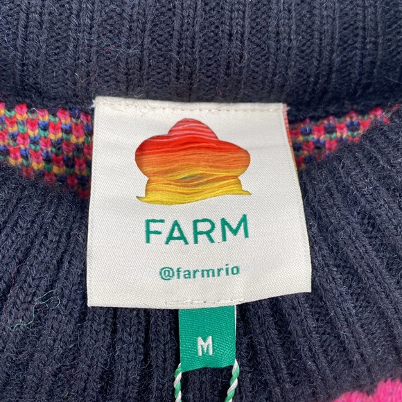 Farm Rio Tropical Garden Mock Turtleneck Sweater Dress Floral Print Size Medium - Picture 9 of 13